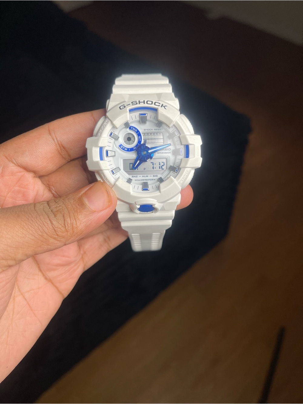 G-Shock White and Blue Sport Analog-Digital Watch